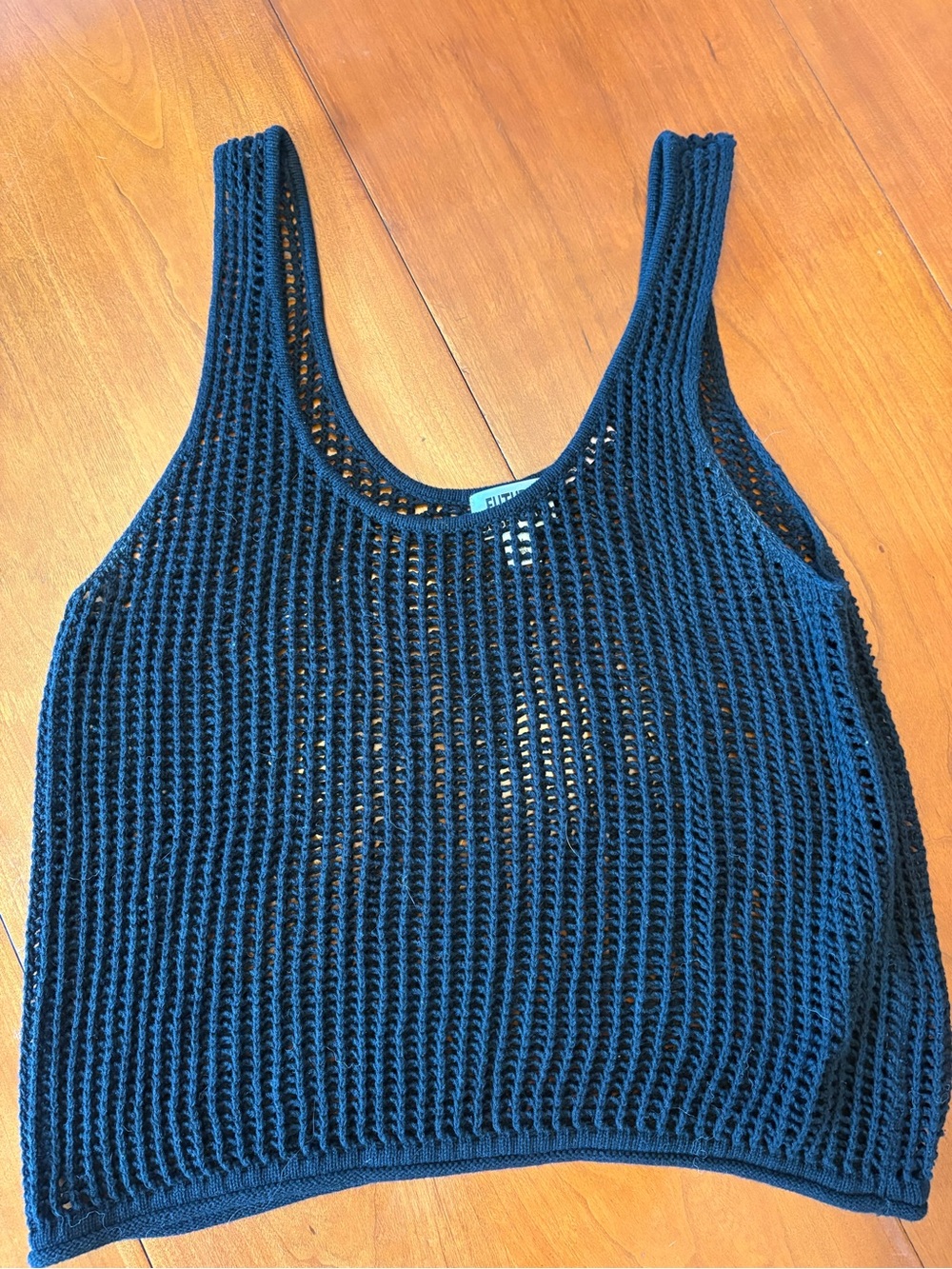 Black Open-Knit Cropped Tank Top - Brand Unspecified